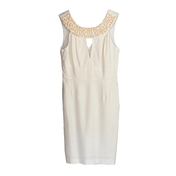 Trina Turk Ivory Neptina Beaded Neckline Cut-Out Dress - Picture 6 of 8